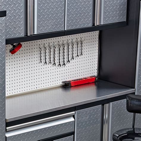 steel cabinet workbench|stainless steel garage workbench top.